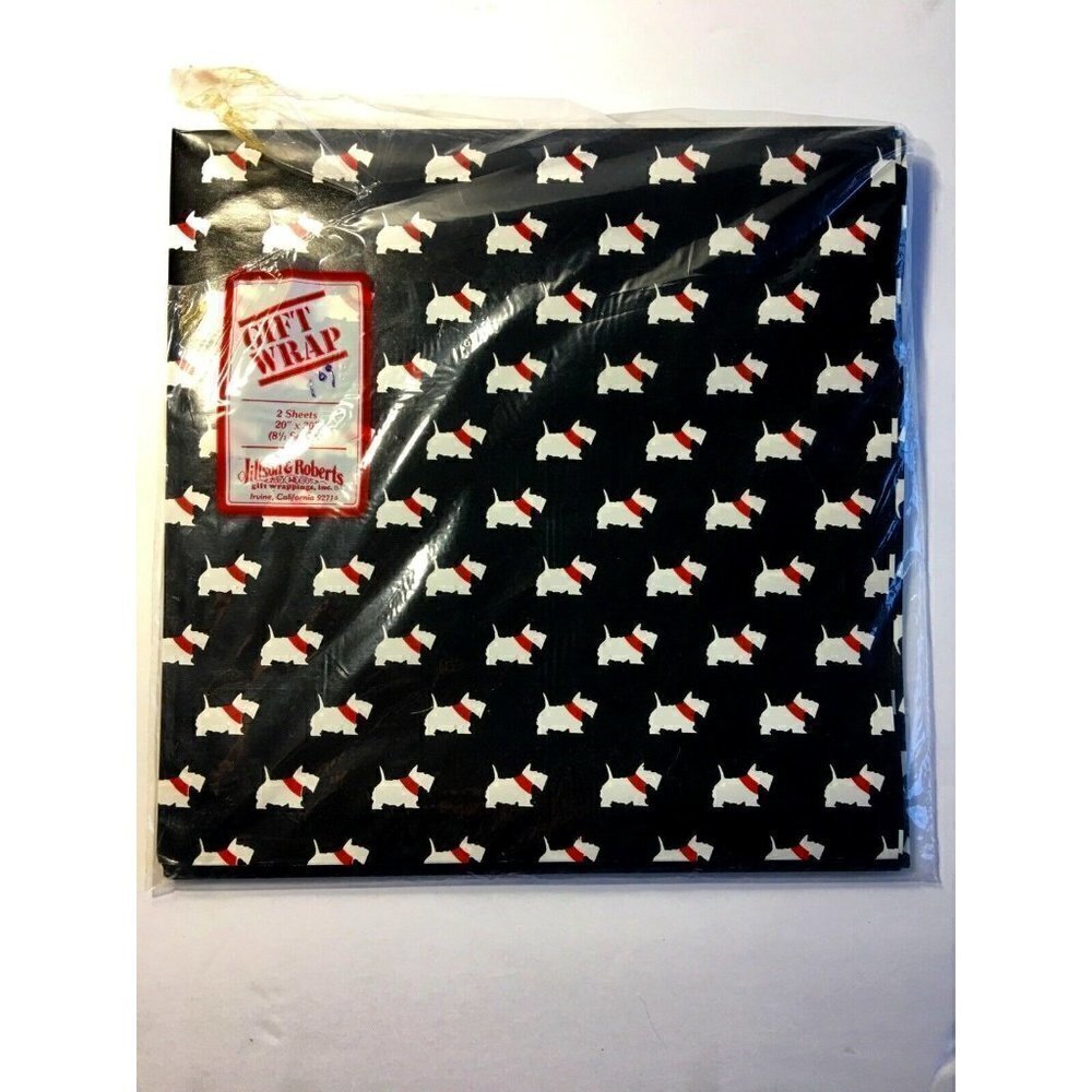 Vintage Scottie Dog Gift Wrap 2 Sheets 20x30” Wrapping Paper Craft Scrapbooking